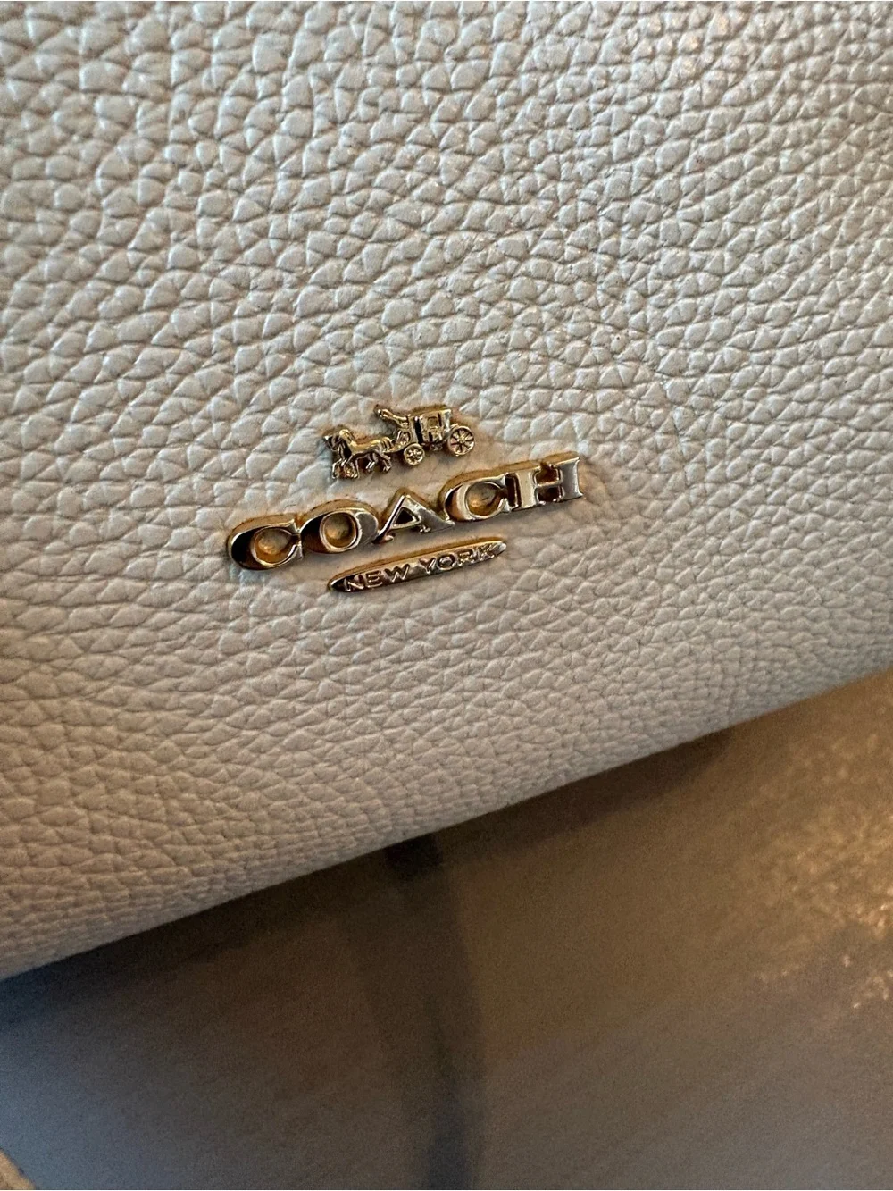 Coach Polished Pebbled Leather Turnlock Chain Tote 27 | Creamy White